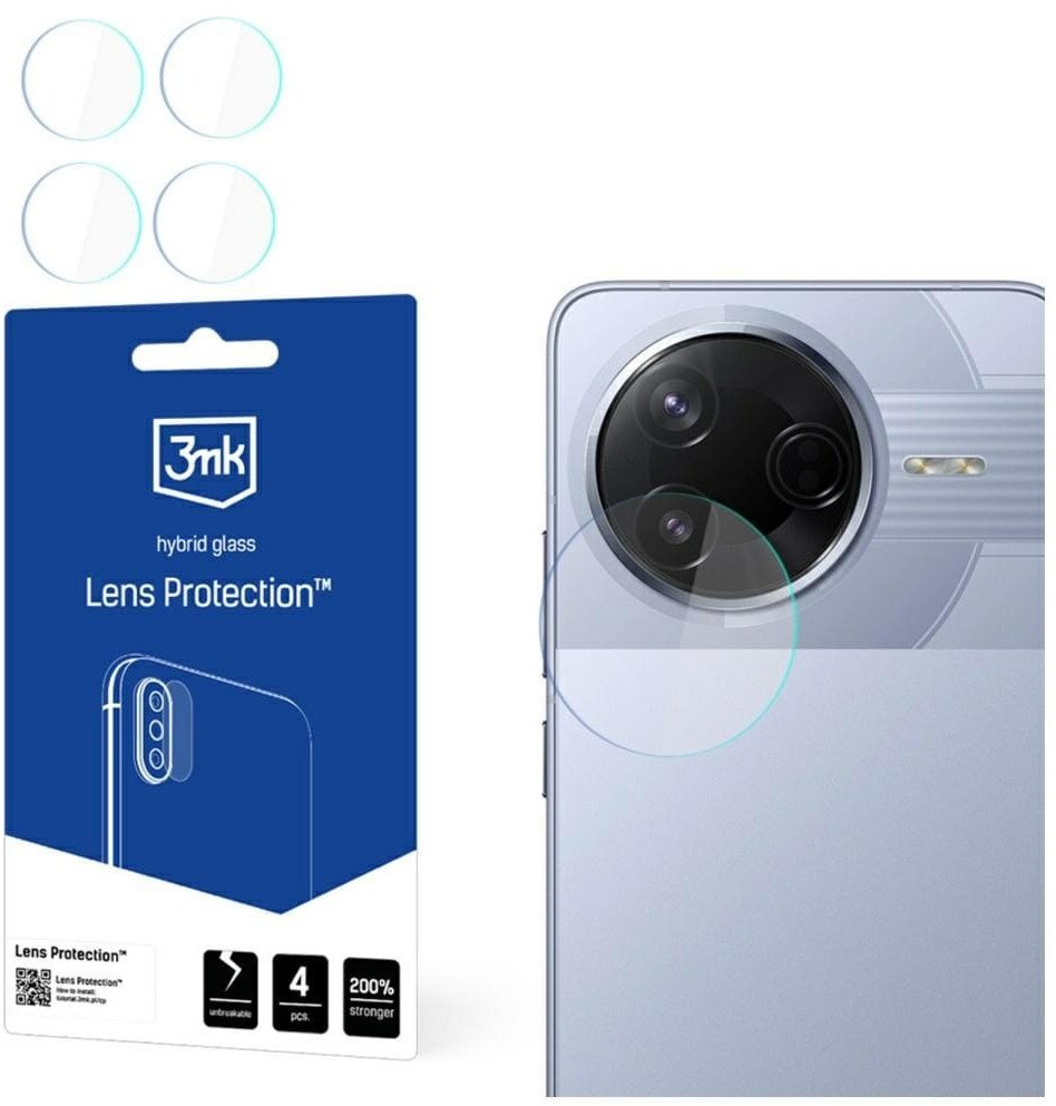 Mbrojtës kamere 3MK Lens Protect për Xiaomi Poco F7 Pro, set 4 copë, transparent