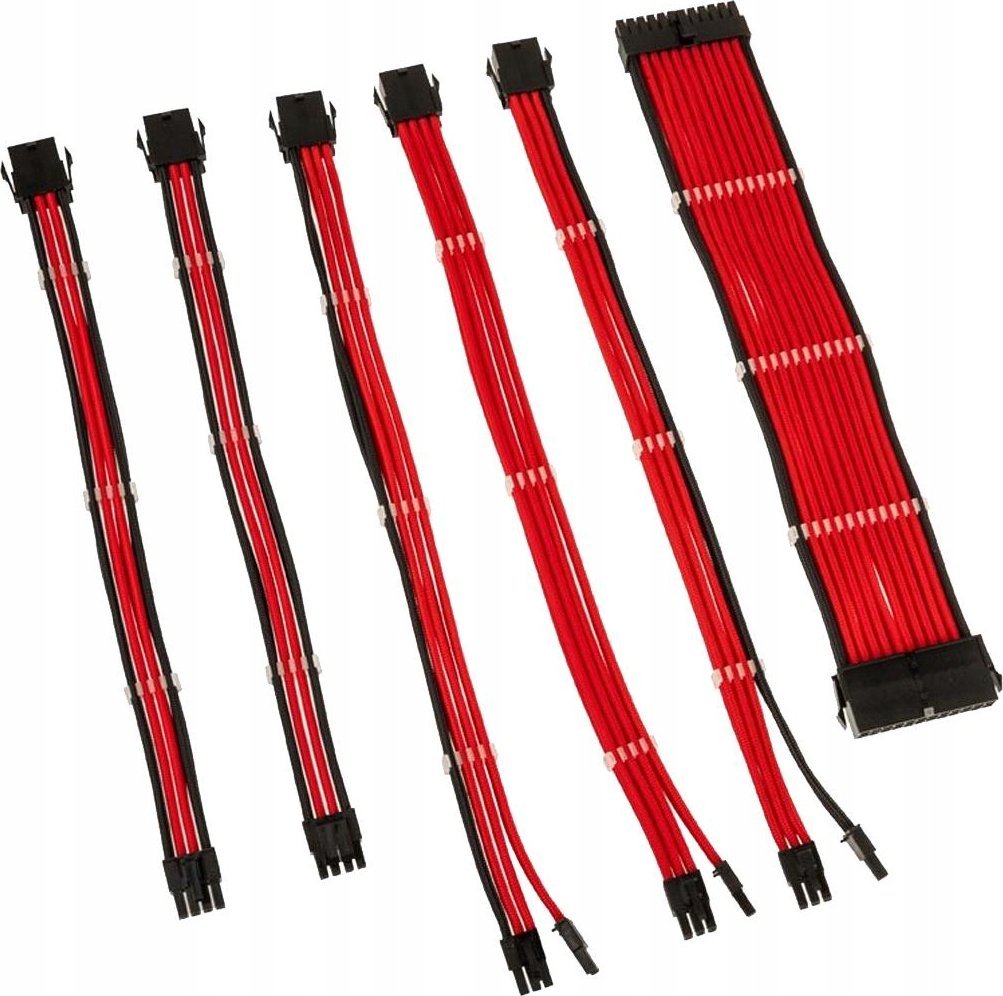 Сет продолжни кабли Kolink Core Adept, плетени, за напојување PCIe 5.0, црвена Racing Red