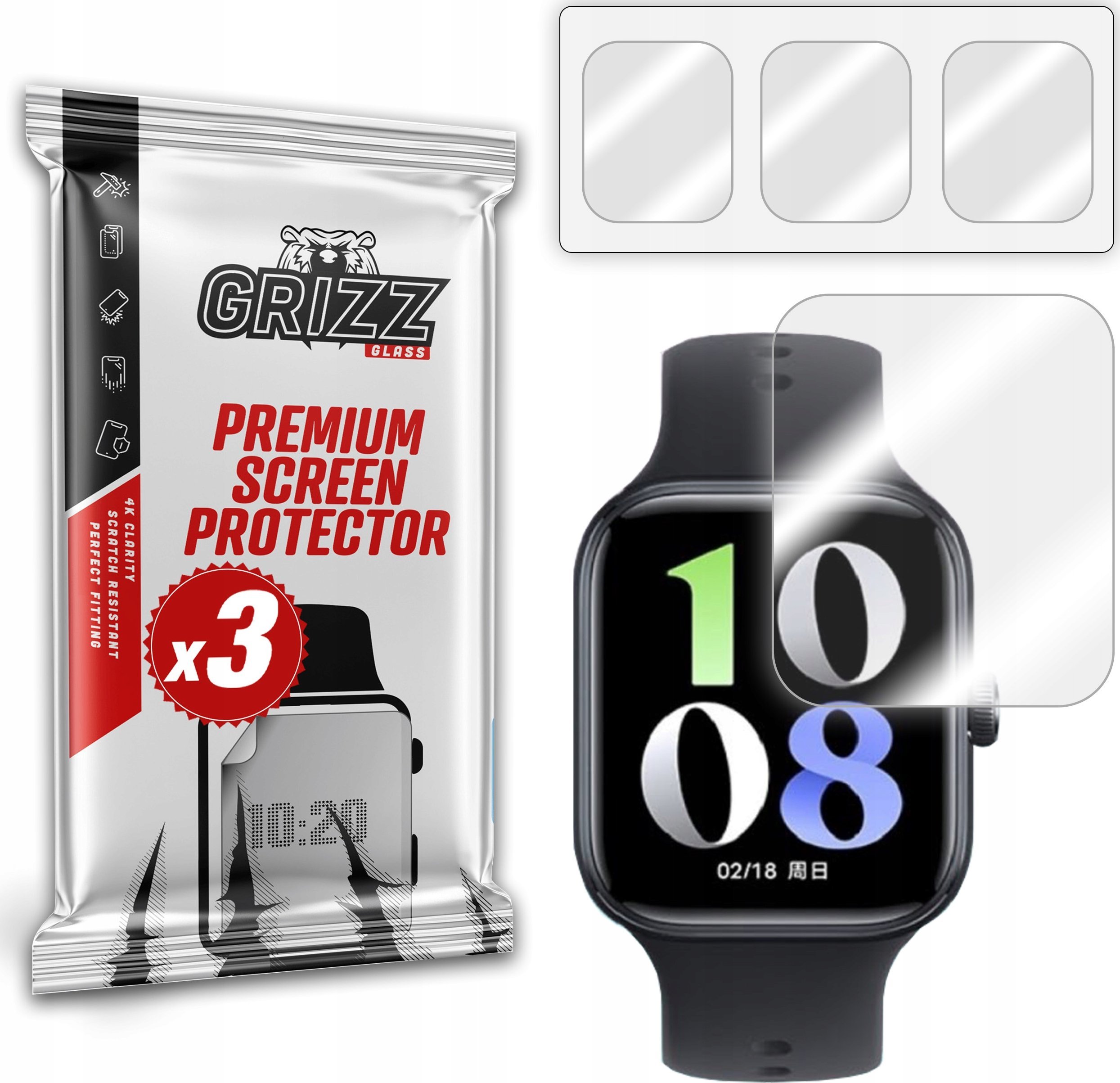 Folie mbrojtëse hidrogel për orë Vivo Iqoo Watch GT, set 3 copë, transparente