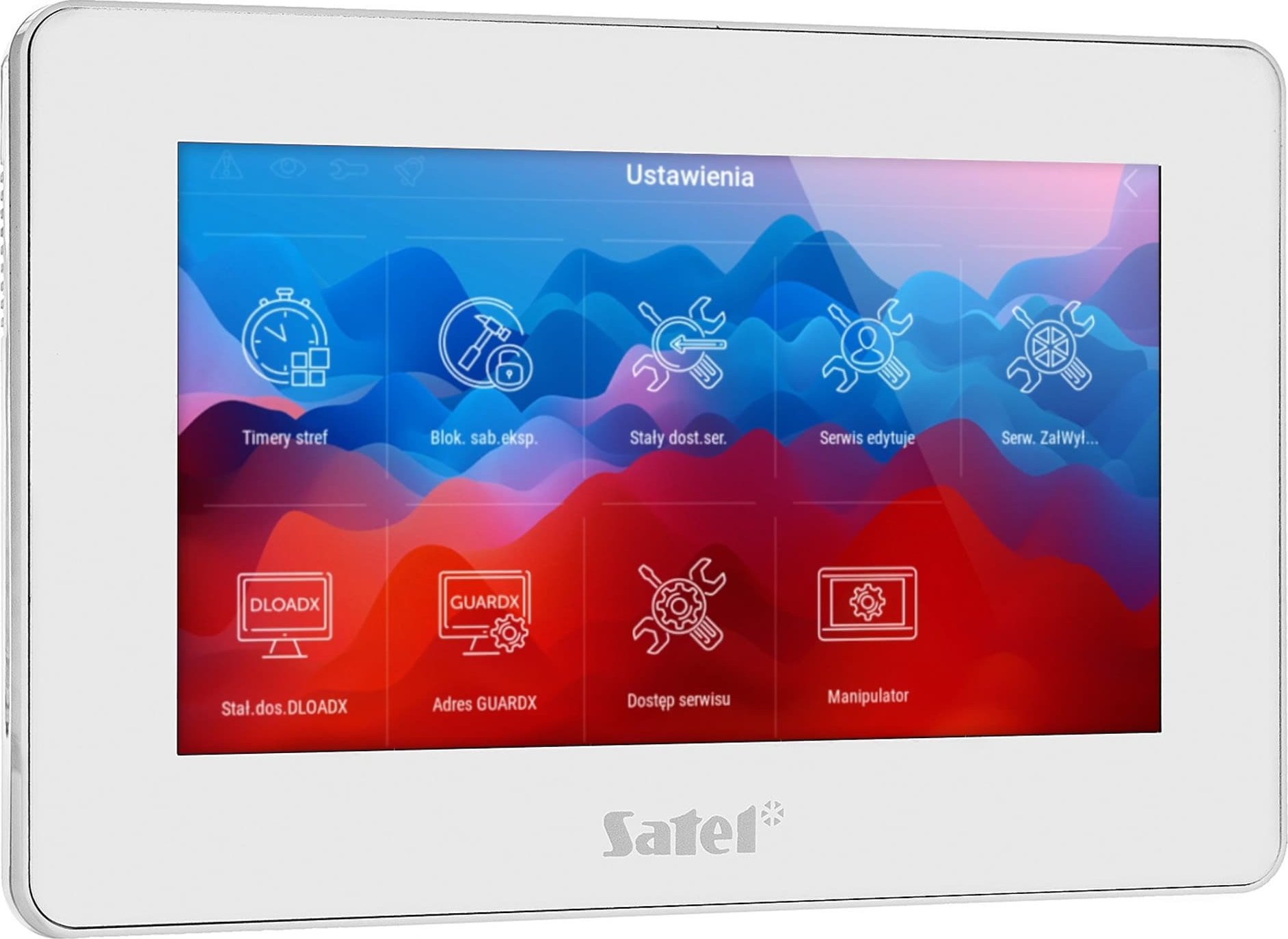 Panel me prekje Satel INT-TSH2R-W, ekran touch, lexues Mifare, i bardhë