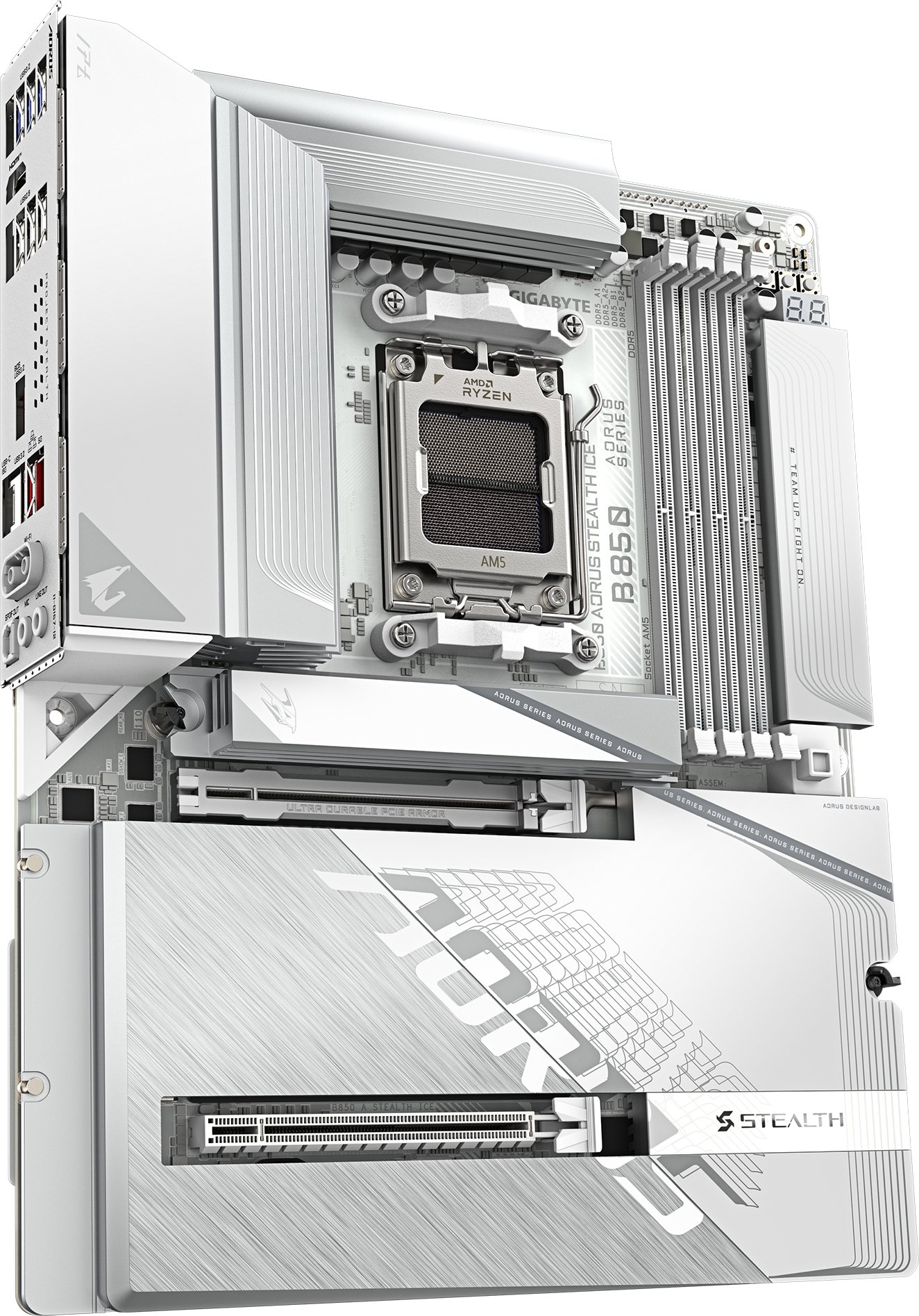 Pllakë amë Gigabyte B850 AORUS Stealth Ice, AMD Ryzen 9000, DDR5 deri 8200MHz, e bardhë