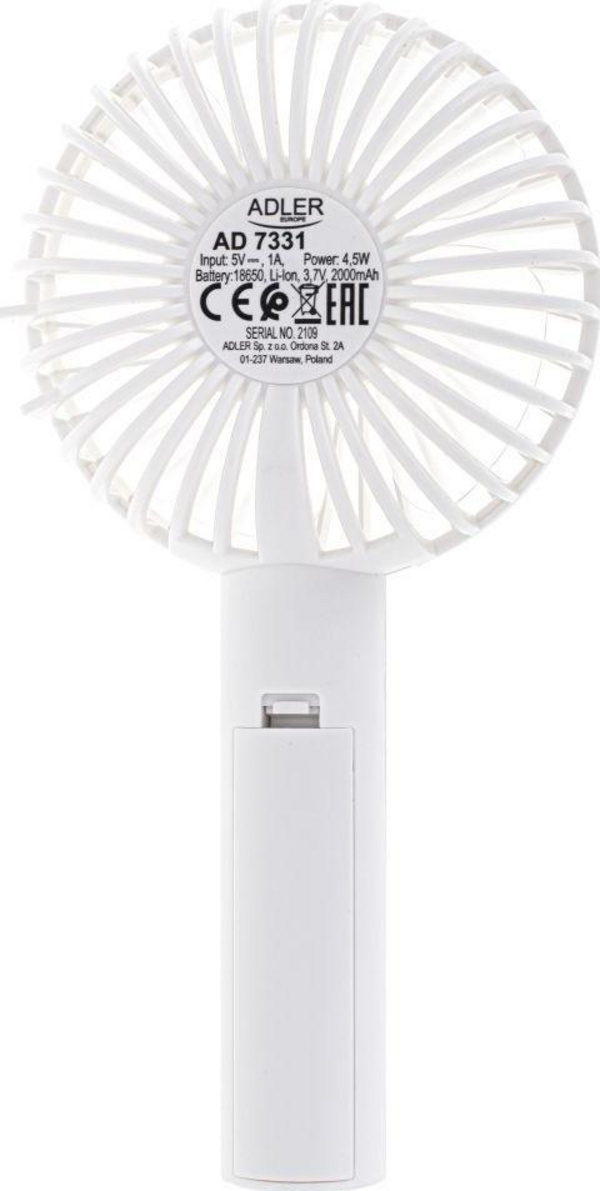 Ventilator freskues USB Adler Mini fan 9cm / 3.5, i bardhë