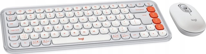Set tastiere dhe miu Logitech POP Icon, Bluetooth, shumëplatformësh, e bardhë dhe portokalli