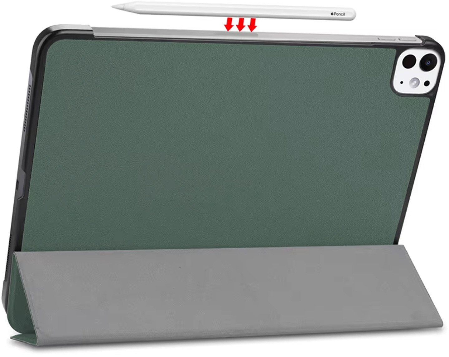 Паметна навлака за таблет Apple iPad Pro 11 Gen 5 2024, функција будење/спиење, држач, зелена