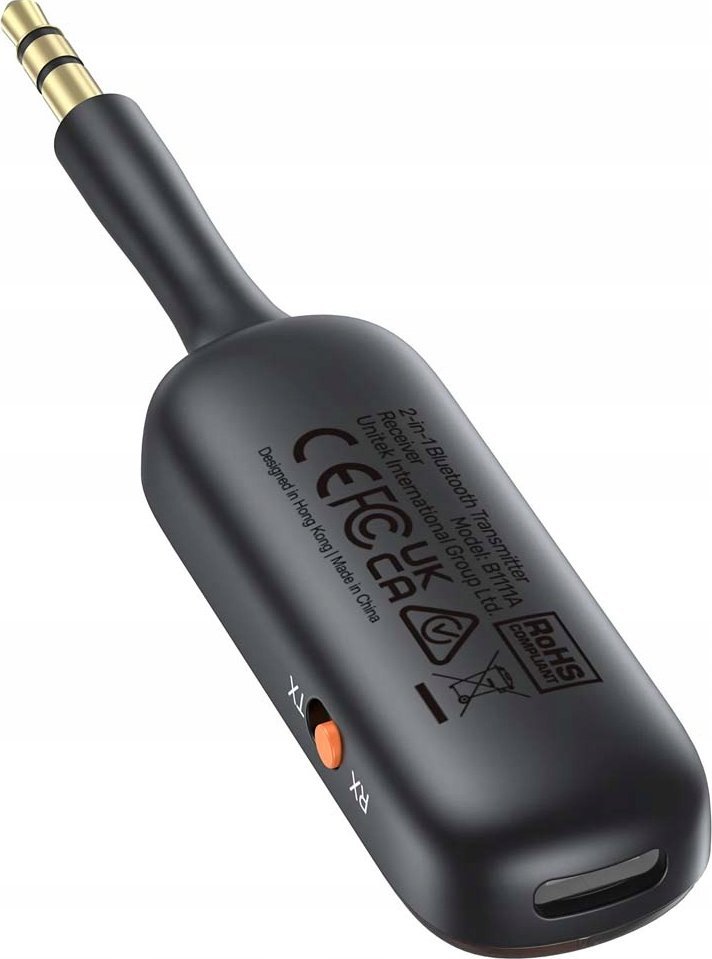 Adapter audio Bluetooth Unitek 2in1, 5.3, transmetues dhe marrës, 10m, i zi