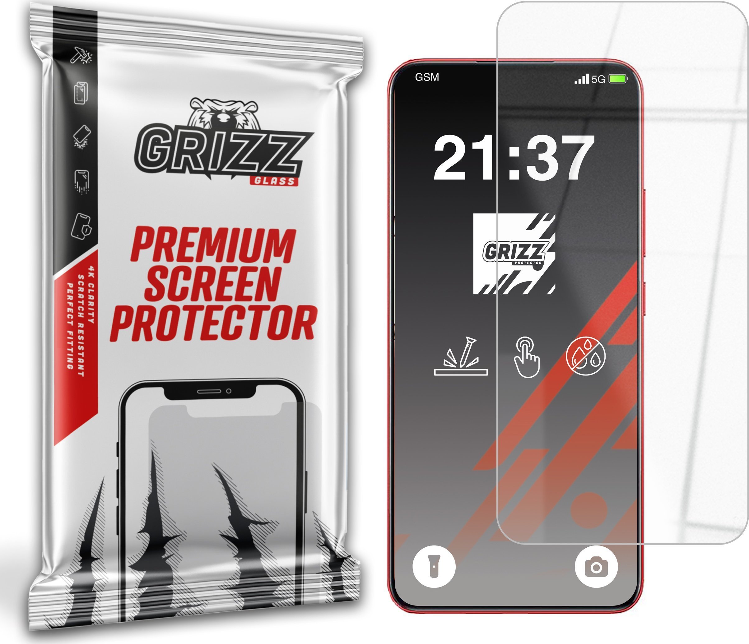 Xham mbrojtës hibrid Grizz HybridGlass 9H për Oppo A5 Pro, transparent