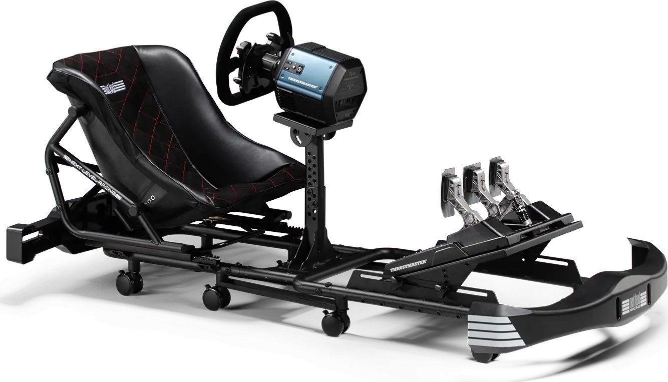 Кокпит симулатор Uni Next Level Racing Go Kart Simulator Cockpit Plus, прилагодливо седиште, цврста рамка, црн