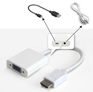 PremiumCord HDMI во VGA конвертор со звук од 3,5 мм стерео приклучок, црна