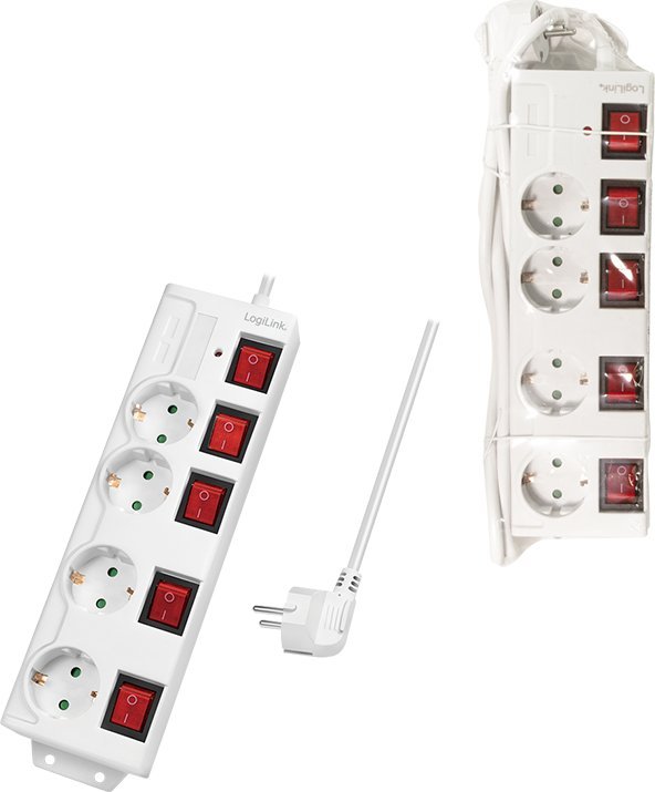 Shtepshija LogiLink LPS252, 4 priza, kabllo 1.5m, e bardhë