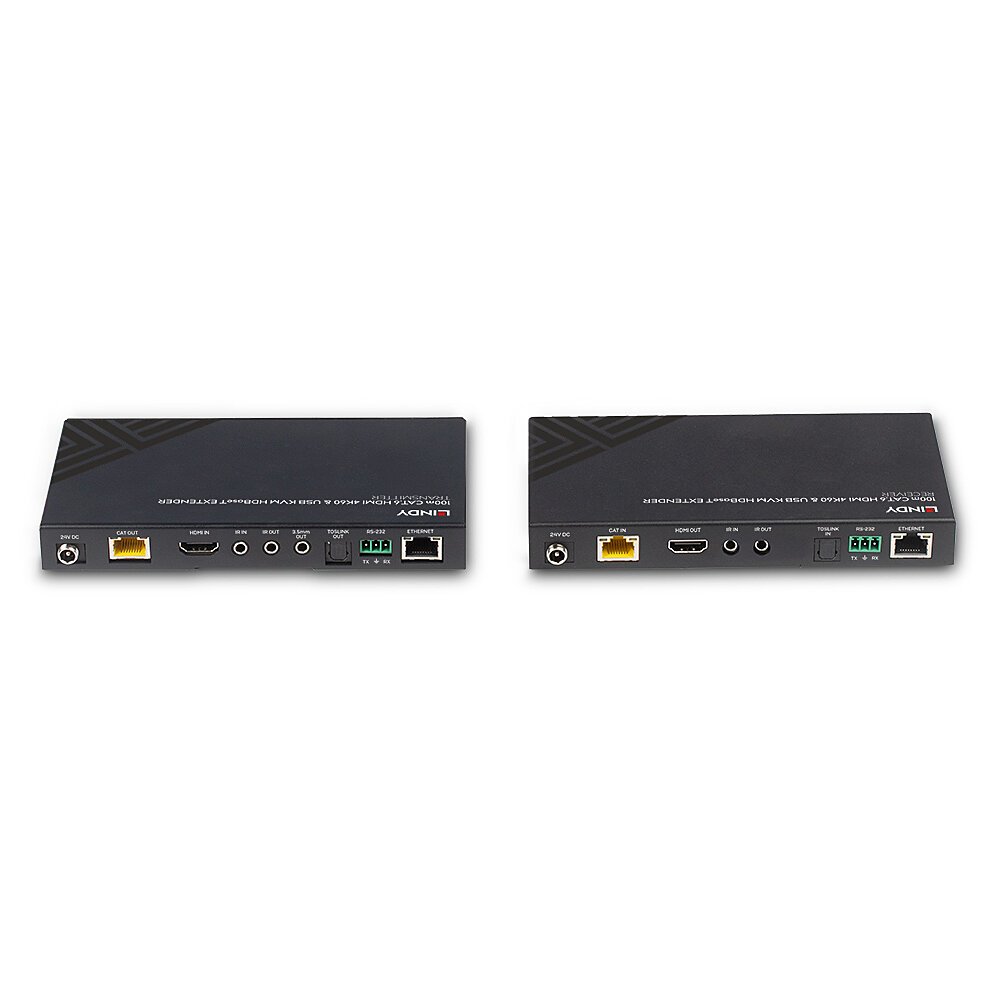 HDMI екстендер Lindy HDBaseT KVM 100m, 4K60, Cat.6, црн