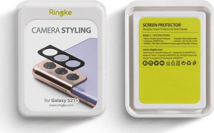 Mbrojtëse kamere Ringke Camera Styling për Samsung Galaxy S21 Plus, çelik inox, e zezë