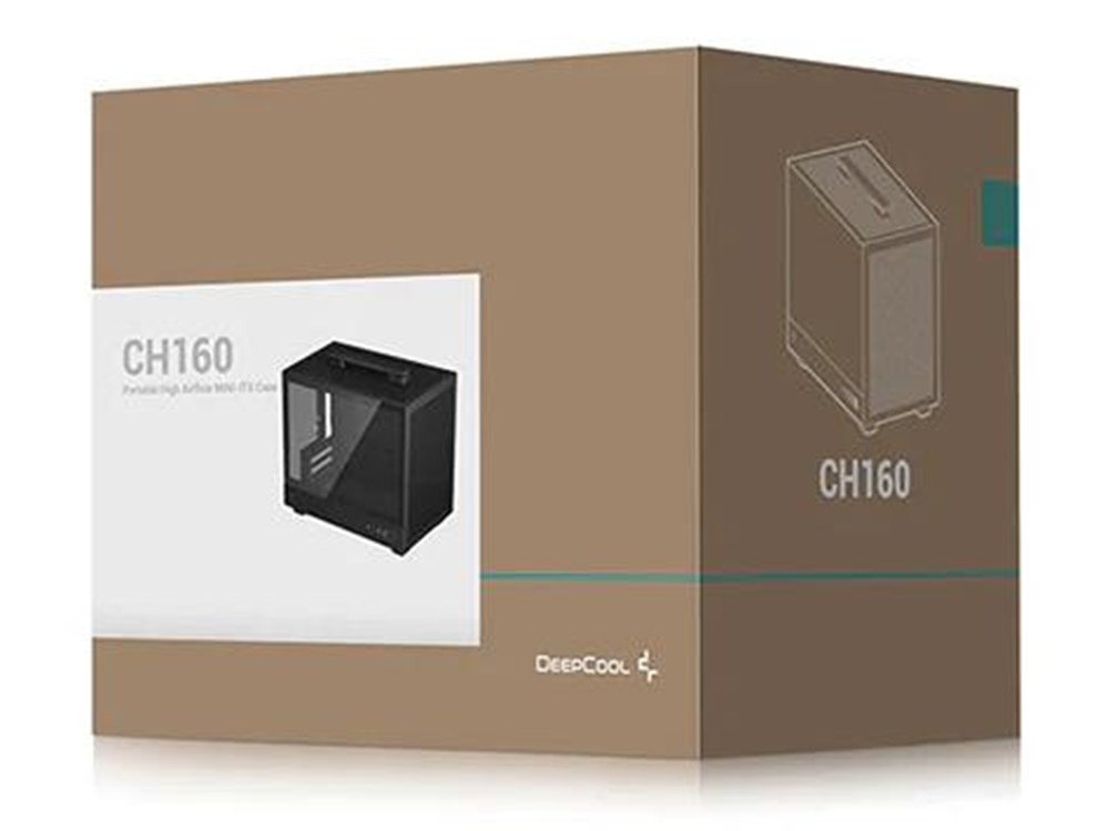 Kuti kompjuterike DeepCool CH160, mini ITX SFF, me dorezë bartjeje, e zezë