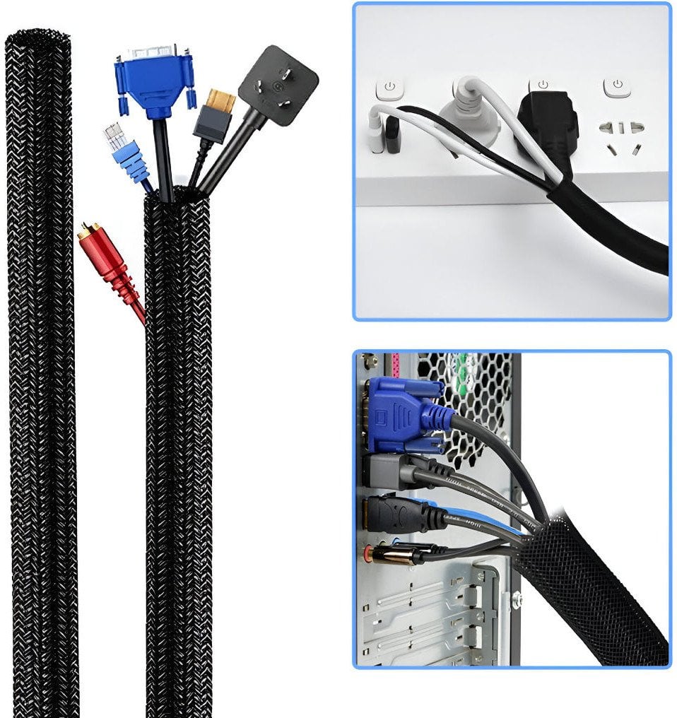 Set organizues kabllosh Mozos CM-SET, tub fleksibël, kapëse Velcro, i zi