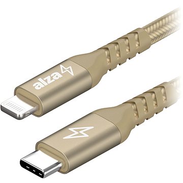 Kабел AlzaPower Alucore USB C во Lightning MFi, 1m, брзо полнење, златна боја