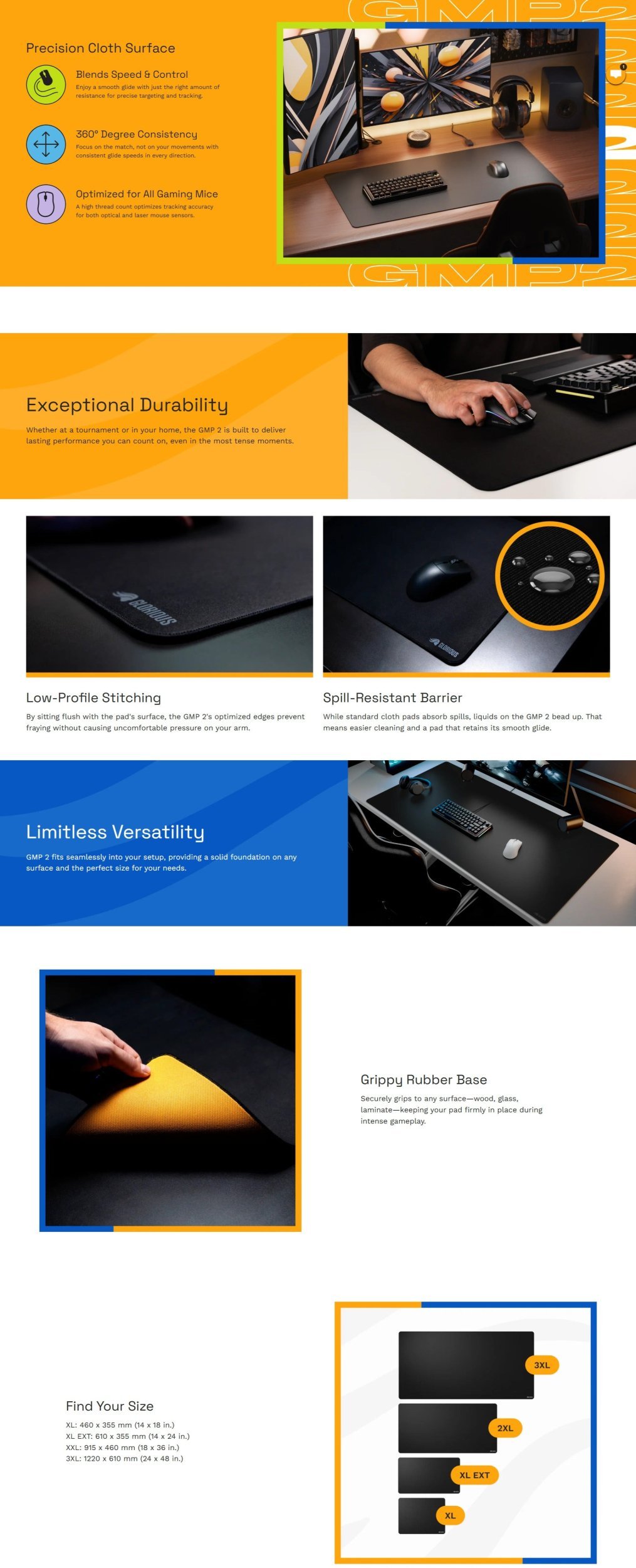 Mousepad gaming GMP 2 Edgeless Cloth, madhësi mesatare, i zi