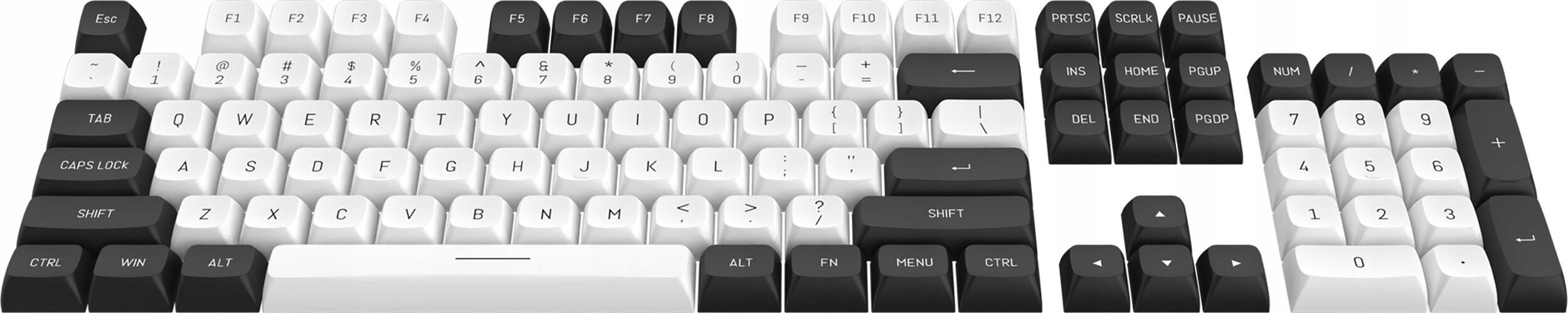 Кејкапс Redragon A132 PBT Doubleshot, сет 150 парчиња, US ANSI, бело и црно