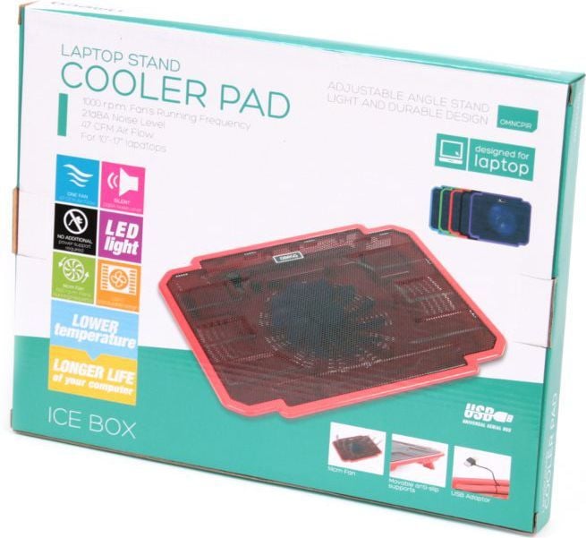 Mbajtëse laptopi Platinet Omncpir, 10"-17", me ventilator, e kuqe