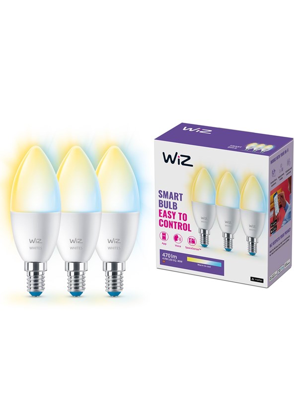 Llambë e mençur WiZ Candle, 4.9W, E14, Tunable White, set me 3 copë
