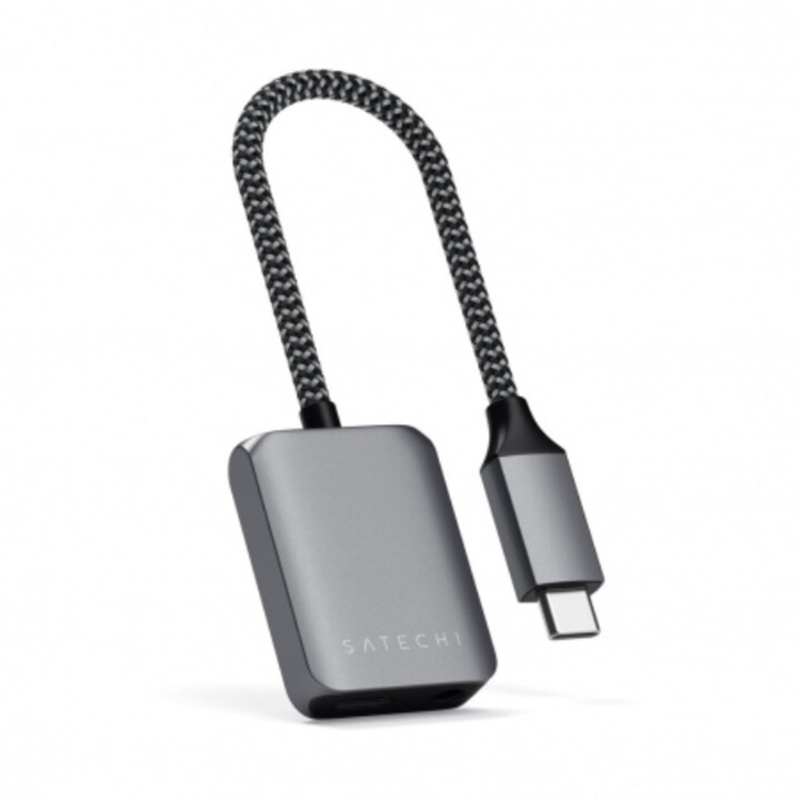 Kabllo Satechi USB-C në 3.5 mm, e hirtë
