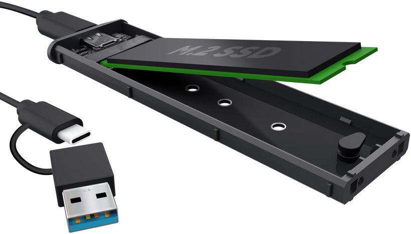 Надворешно куќиште за SSD M.2 Trust 25806, USB C, алуминиум, сиво