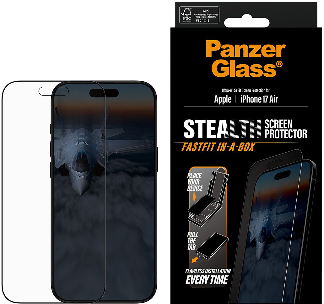 Заштитно стакло PanzerGlass Stealth за iPhone Air, Ultra Wide Fit, FASTFIT