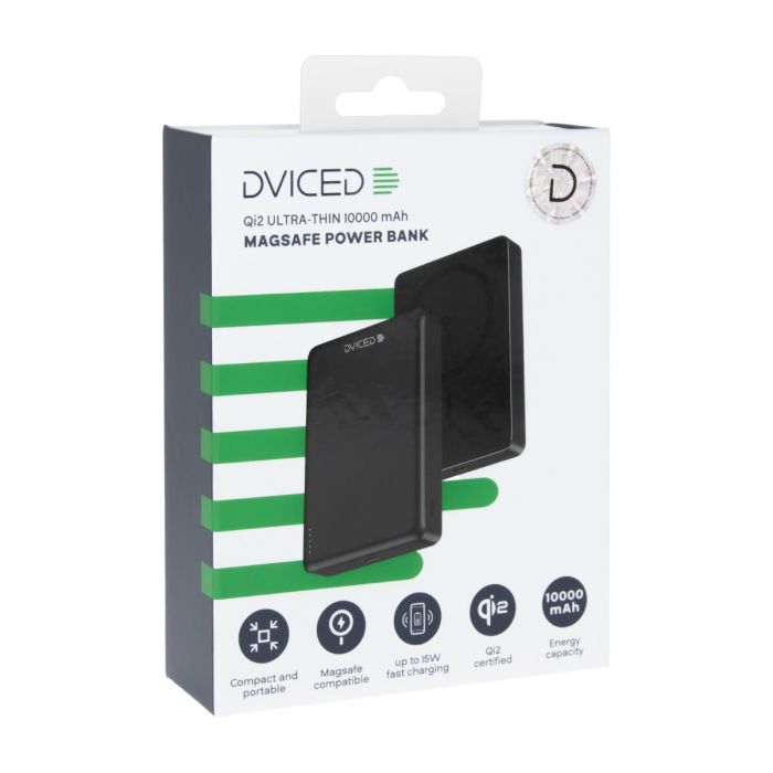 Dviced Qi2 Ultrathin MagSafe Power Bank 10000mAh, Black