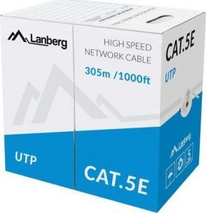 Кабел Lanberg UTP Cat.5E CCA LCU5-10CC-0305-B-LCU5-10CC-0305-B, 305м, син