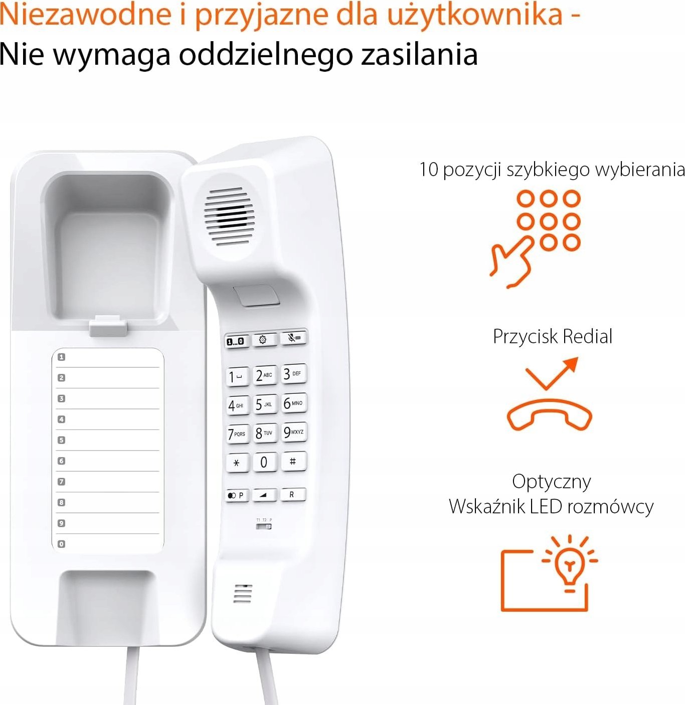 Telefon fiks Gigaset DESK 200, analog, me LED, i bardhë