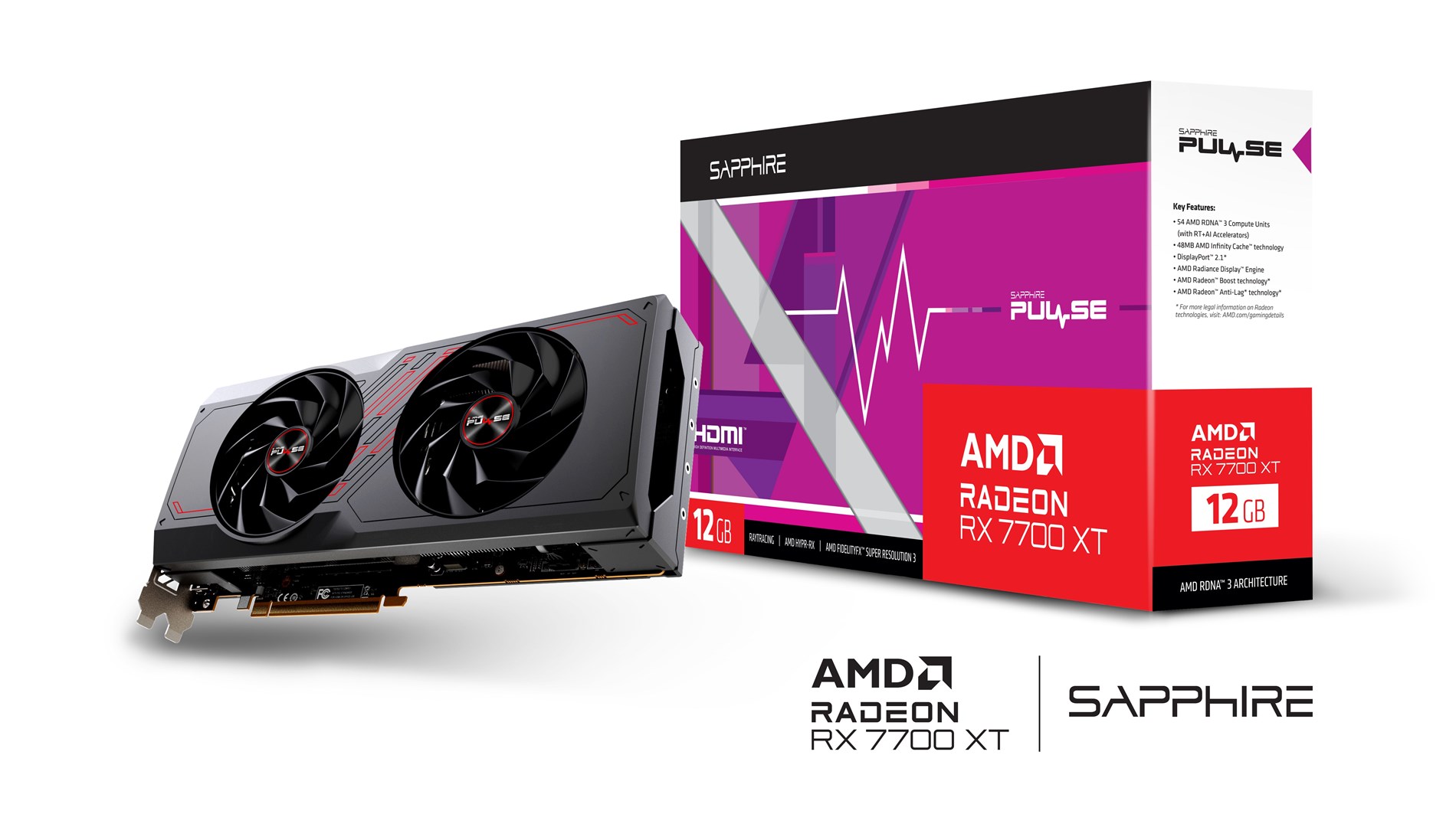 Kartë grafike Sapphire Gaming AMD Radeon RX 7700 XT, OC, 12 GB GDDR6
