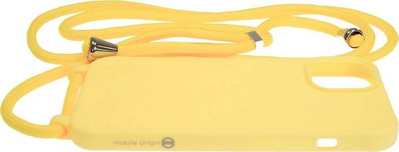 Maskë me rrip Mobile Origin Lanyard Case për iPhone 14, TPU, e verdhë