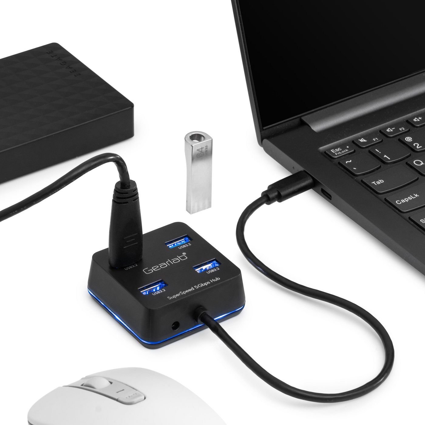 Hub USB Gearlab GLB2354024, 4 porta, USB 3.2 Gen 1 Type C, i zi