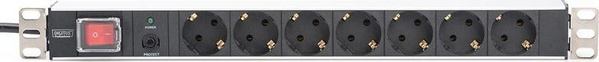 Shirit energjie rack Digitus DN-95403, 7x Schuko, 19", kabllo 2m