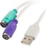 Përshtatës LANBERG USB PS / 2 X2 (DHE-0025-W), i bardhë