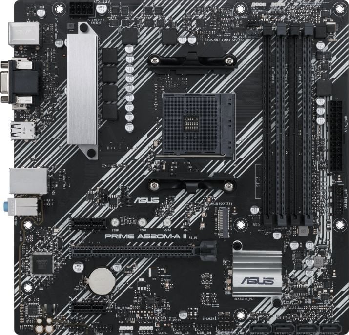 Pllakë amë Asus PRIME A520M-A II/CSM, AMD A520, Socket AM4, 4 slota, Micro ATX