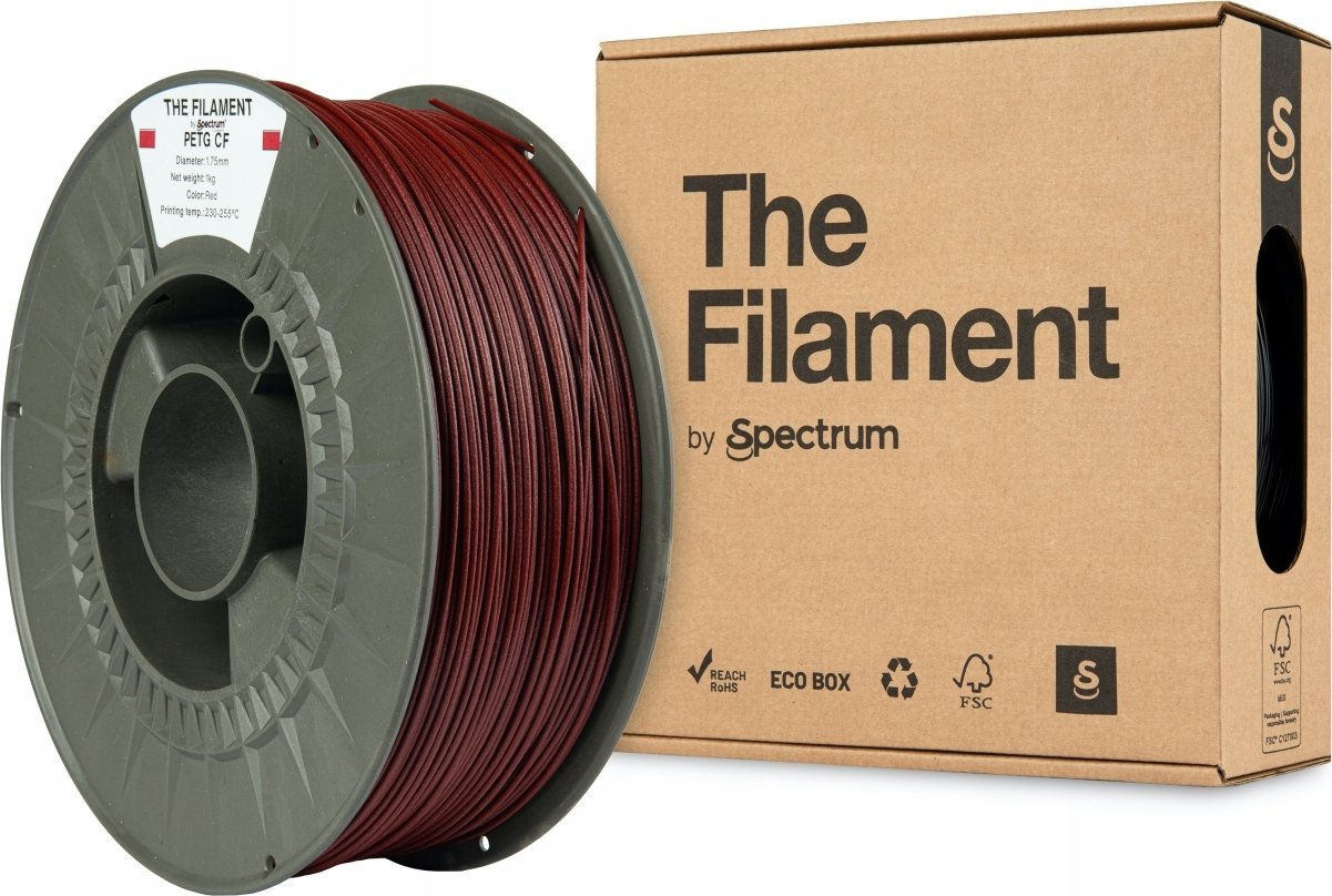 Филамент 3Д Спектрум The Filament TF-24110, ПЕТГ ЦФ, 1.75mm, 1kg, црвена