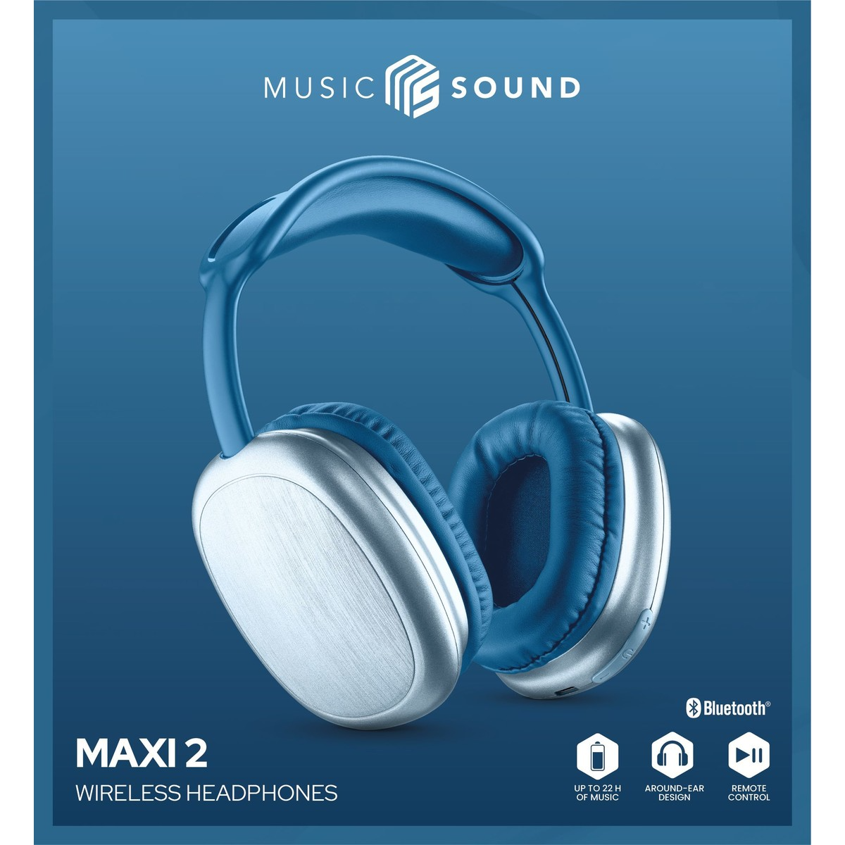 Kufje Cellularline Music Sound MAXI2 BTHEADBMSMAXI2B, wireless, të kaltra