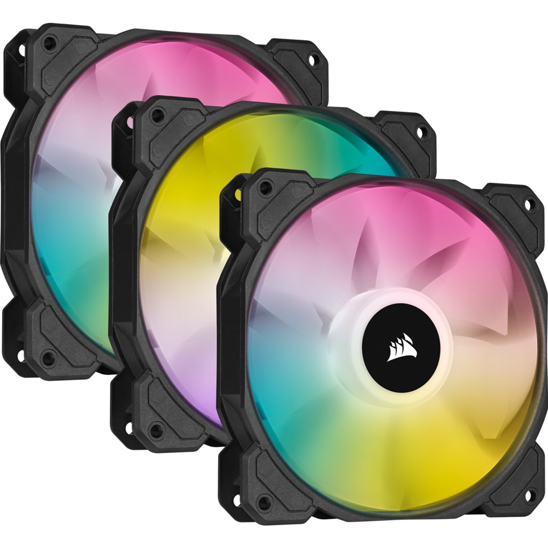 Set ventilatorë CORSAIR iCUE SP120 RGB ELITE, 120mm, PWM, 1500 RPM, i zi