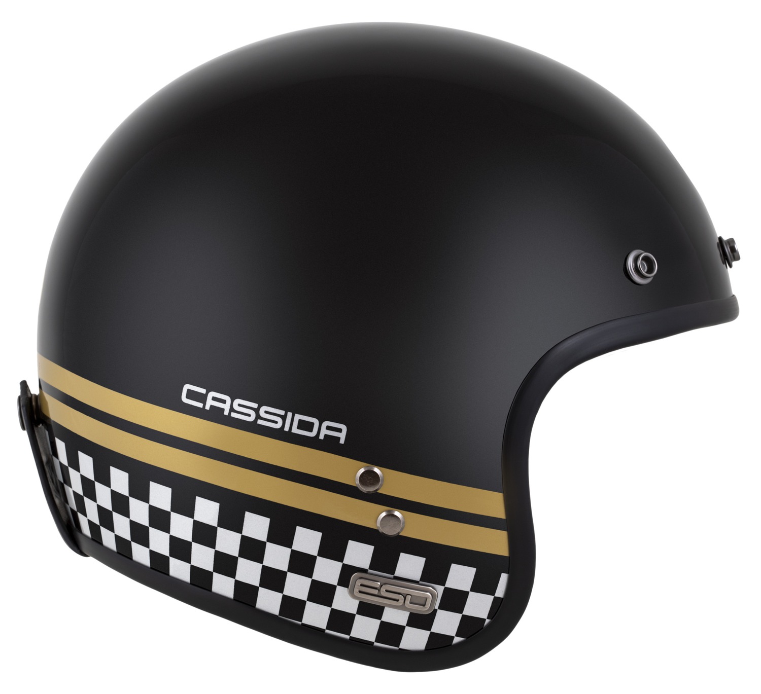 Kaskë moto CASSIDA ESO Forty Nine, fiberglass, ECE 22.06, pearl black gold grey