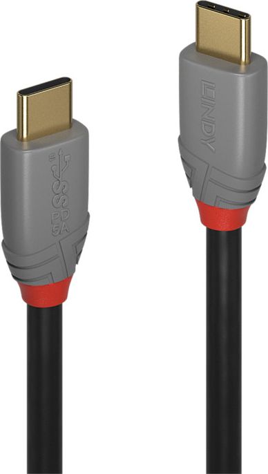 Kabllo Lindy USB-C në USB-C, 0.5m, e hirtë