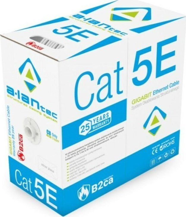 Мрежен кабел Алантек KIU5LSOH305B, U UTP Cat 5e, LSOH B2ca, 305m, портокалов