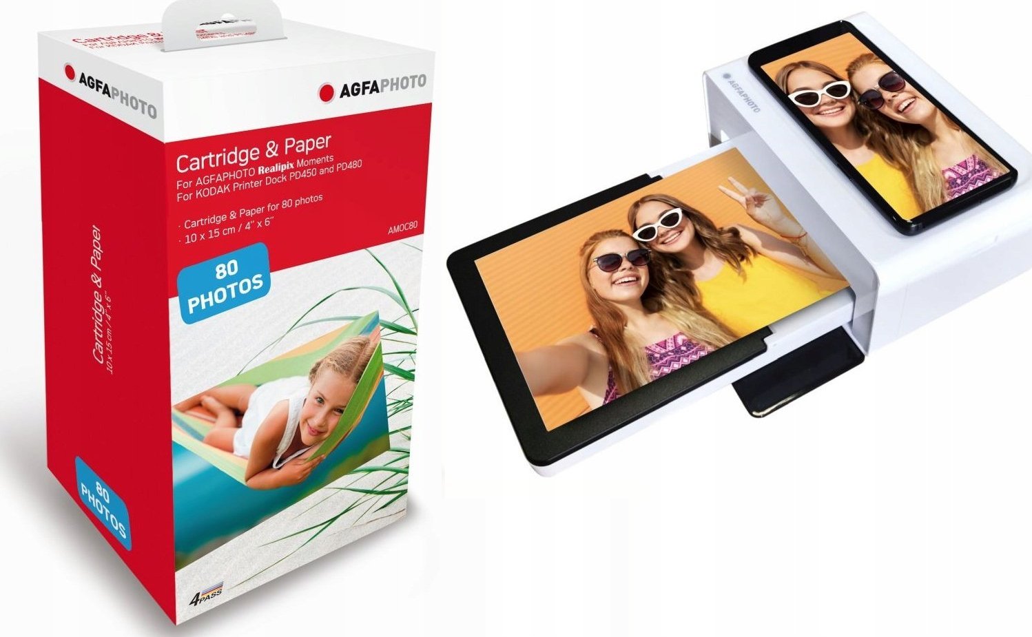 Фотографска хартија AgfaPhoto Realipix Moments AMOC80, 10x15 cm, 80 листови, бела