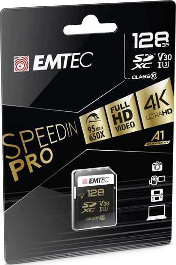 Kartë memorje Emtec Speedin Pro SDXC, 128GB, Class 10 UHS I U3 V30