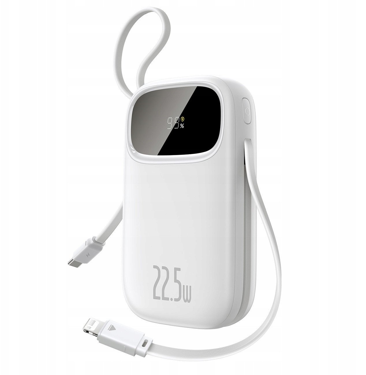 Power bank Baseus, 22.5W, 20000mAh, me kabllo USB C dhe Lightning të integruara, i zi