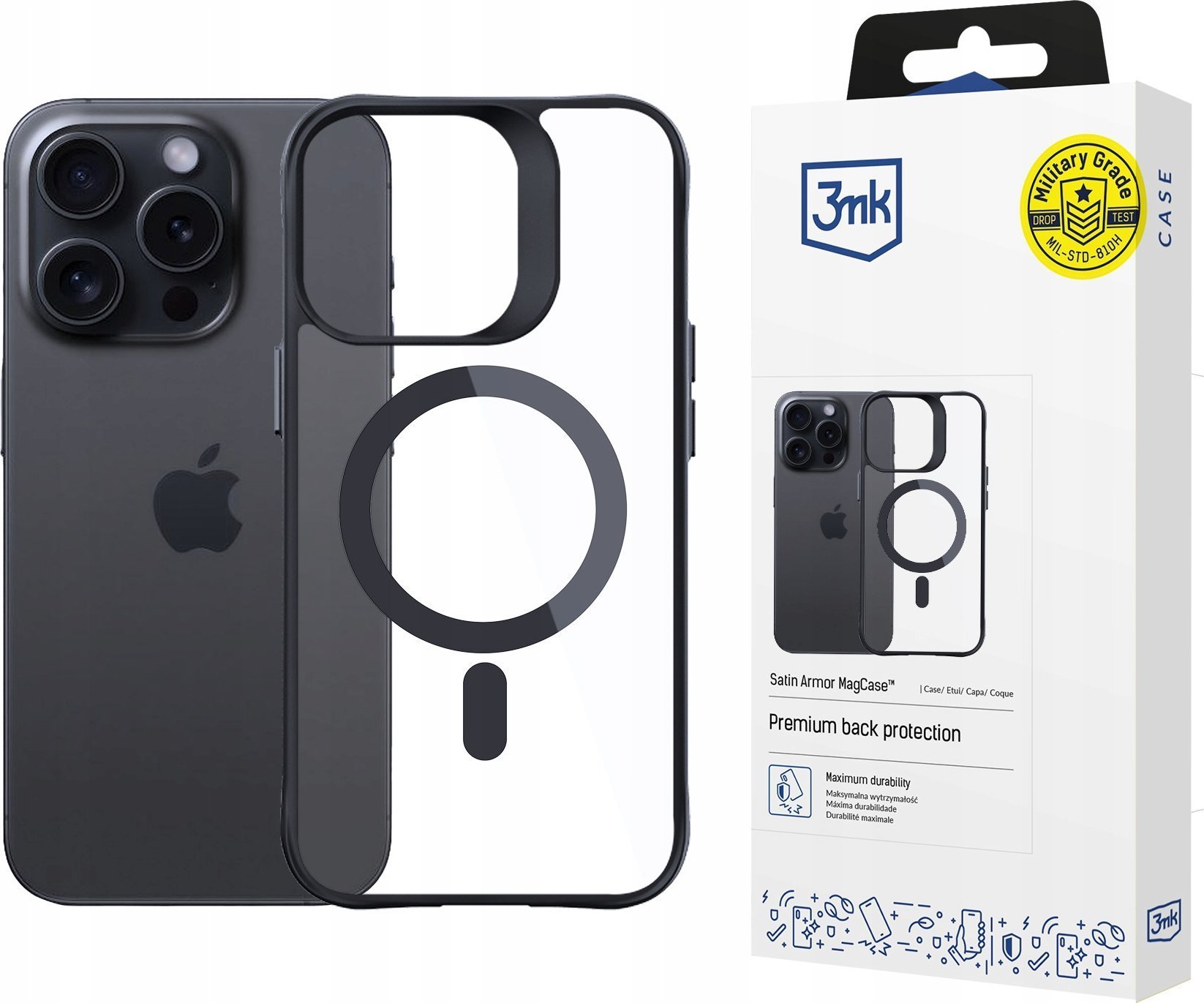 Mbulesë mbrojtëse 3MK Satin Armor MagCase për iPhone 14 Pro Max 6.7", MagSafe, transparente