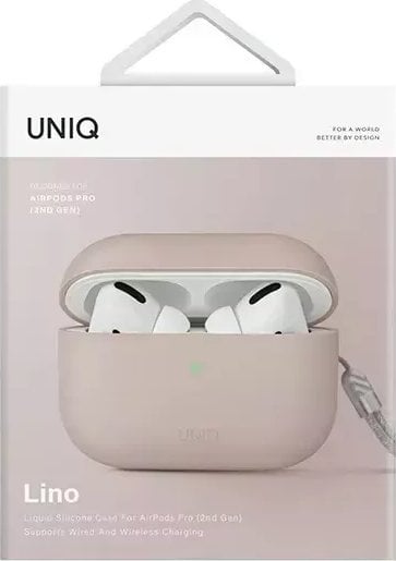 Mbulesë silikoni Uniq Lino për Apple AirPods Pro 2, me futje kundër rrëshqitjes, rozë
