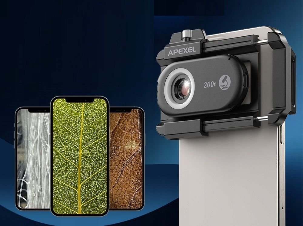 Сет телефонски леќи Apexel APL-MS 3 во 1, зголемување до 200x, CPL филтер, црна