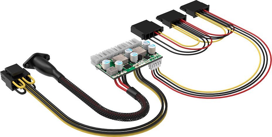 Adapter energjie Akasa Compact Power 200, 24 pin ATX, 4 pin DIN, 200W