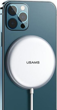 Karikues magnetik Usams US-CD160, 15W për celularët iPhone të serisë 12, i argjendtë