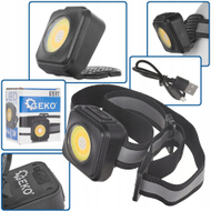 Fener koke GEKO Shockproof Headlamp, LED COB, i karikueshëm USB, i zi