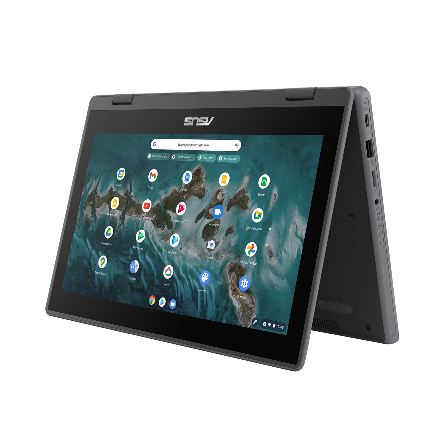 Laptop ASUS Chromebook CR11 Flip CR1100FKA N4500, 11,6", 1366x768, 4GB, 64GB, UHD, i hirtë